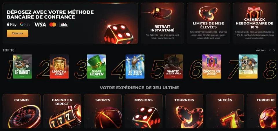 Aperçu de la page Instant Casino France