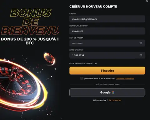 Instant Casino inscription et connexion